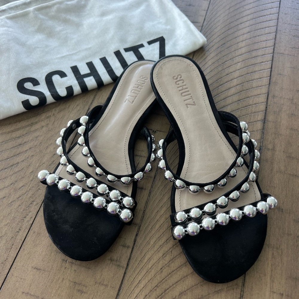 Schutz Aurelia Embellished Suede Sandals